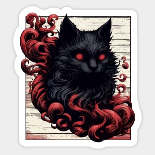 Cool Spooky Abstract Art Black Cat Demon Sticker